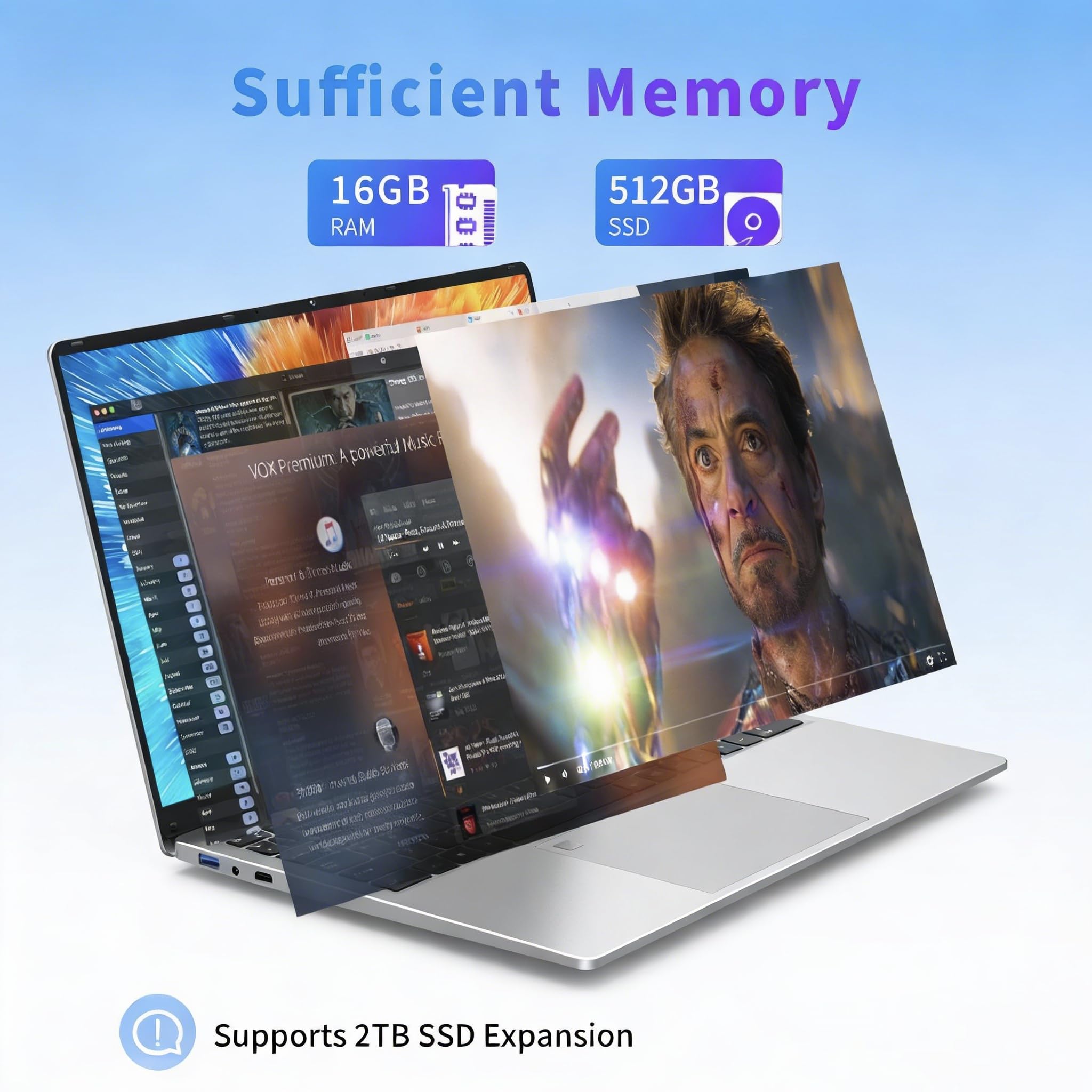 FUNYET 16 inch laptop, 16GB RAM + 512GB SSD, N95 processor for