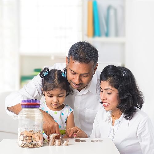 Miniatura 3 de Vcertcpl - Alcancía grande para adultos y niños, banco digital de conteo de monedas con contador LCD, capacidad de 1.8 litros, tarro de dinero para