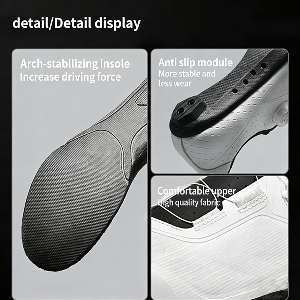 Herren Rennrad Fahrradschuhe mit Look SPD-SL Pedal, Schnelle Anpassung, Stabiler verschleißfester für Indoor Outdoor mit 3 Bolzen-Look Delta