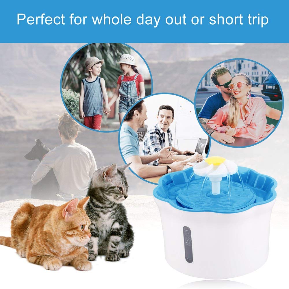 Fuente de agua for gatos, fuente de agua for mascotas de 2,6 l/88 oz, fuente de agua potable automática súper silenciosa for gatos con 2 filtros de repuesto, cuenco de agua dulce higiénico saludable f