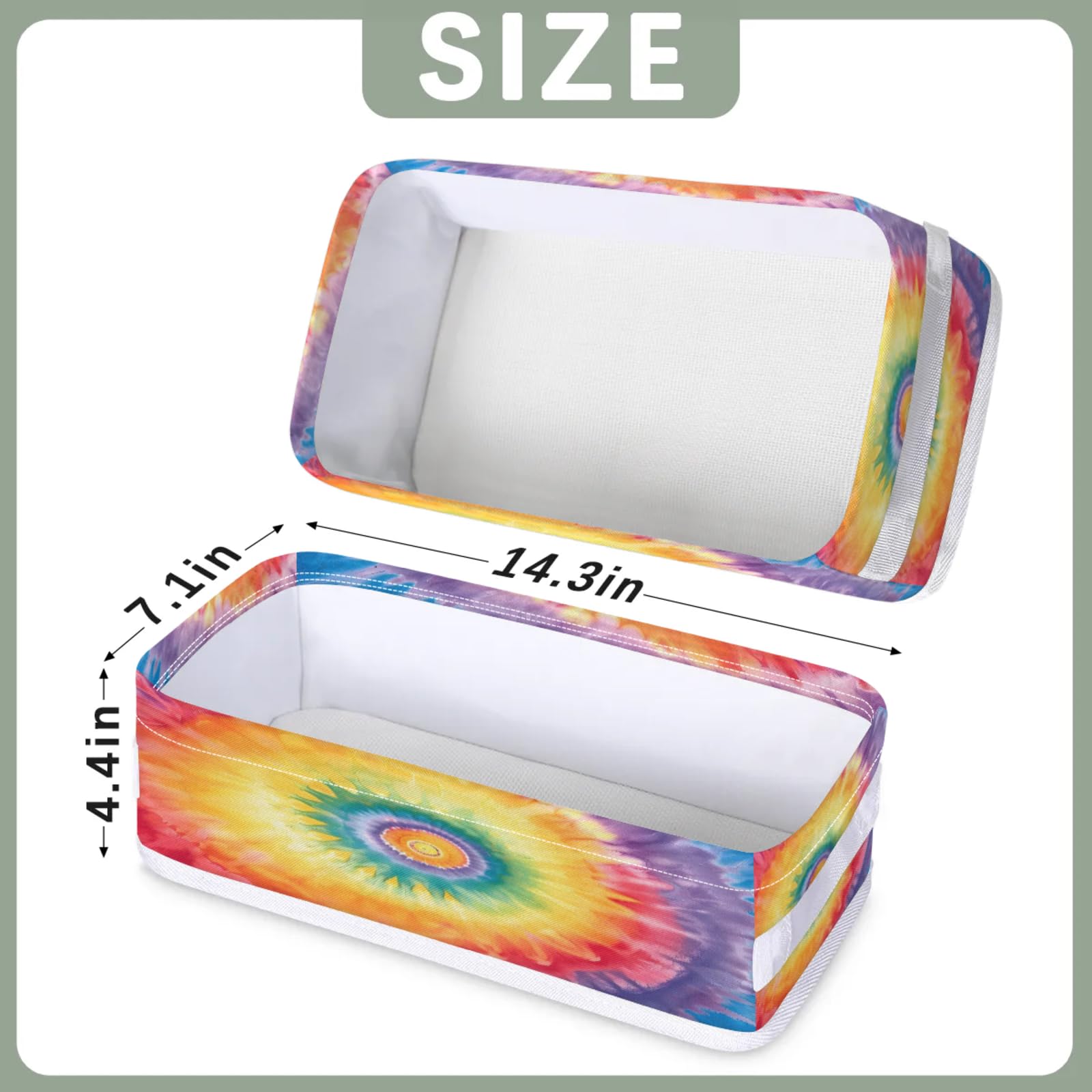 Tablerazzi Toilet Tank Topper Paper Basket with Handle, Tie Dye Swirl Spiral Bathroom Storage Basket for Organizing, Small Fabric Storage Bins for Bathroom Decor