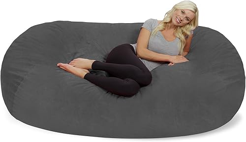 Miniatura 51 de Chill Sack Funda para silla puf, 6 pies, guijarro - gris oscuro Guijarro - Gris oscuro - Solo funda,Microsuede - Negro - Solo funda,Microsuede -