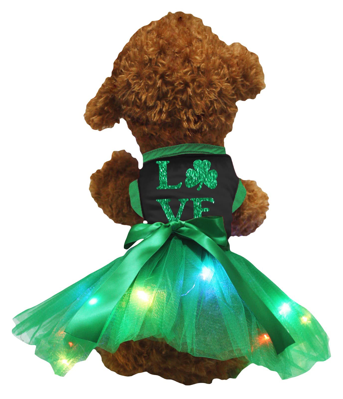 Robe pour chien avec LED Love Clover noir et vert taille XL pour grand canidé
