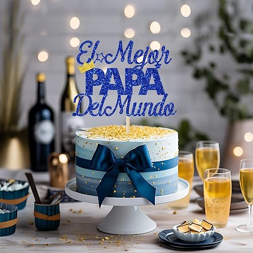 Miniatura 3 de El Mejor Papa Del Mundo - Decoración para tartas con texto en inglés "Happy Father's Day" (Feliz Cumpleanos Papa), decoración de fiesta de