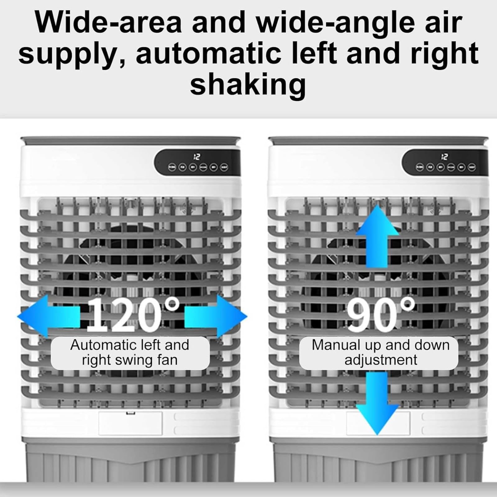 Przenośny klimatyzator bez jednostki zewnętrznej, klimatyzator 3 w 1 z 4 elementami chłodzącymi, 3 poziomy intensywności 120° oscylacja 12H Timer tryb uśpienia chłodnica powietrza do użytku wewnątrz