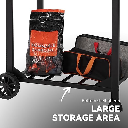 Miniatura 9 de Royal Gourmet CD1824ET - Parrilla de carbón móvil con mesas laterales plegables, parrilla de barbacoa para exteriores con área de cocción de 470