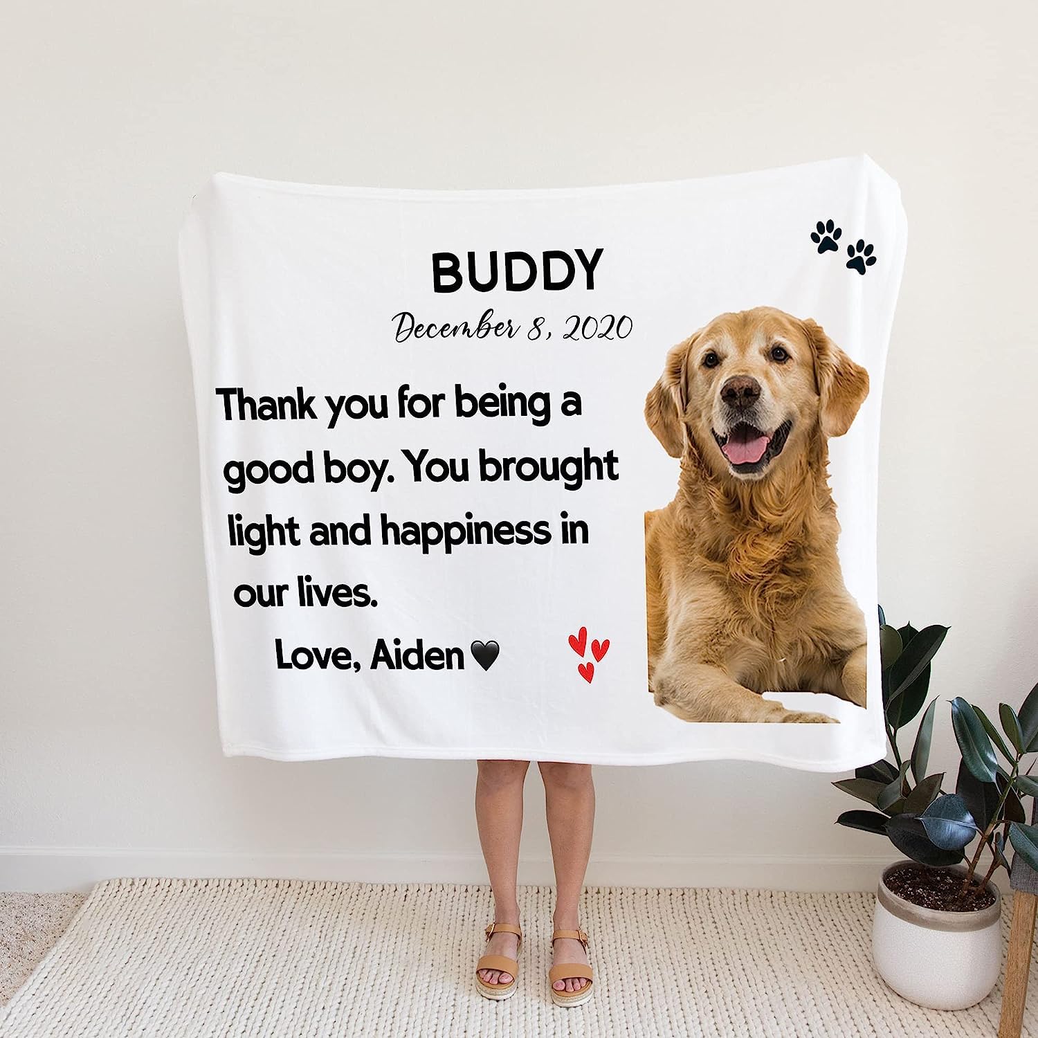 Couverture personnalisée avec photo de chien pour les amoureux des animaux de compagnie – Couverture en polaire personnalisée pour chien, maman, papa avec image personnalisée – Couverture