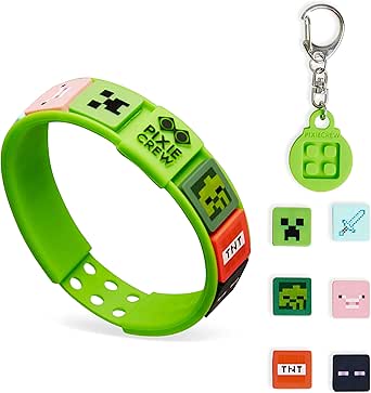 Amazon.com: Minecraft Kids Keyrings and Silicone Wristband Set ...