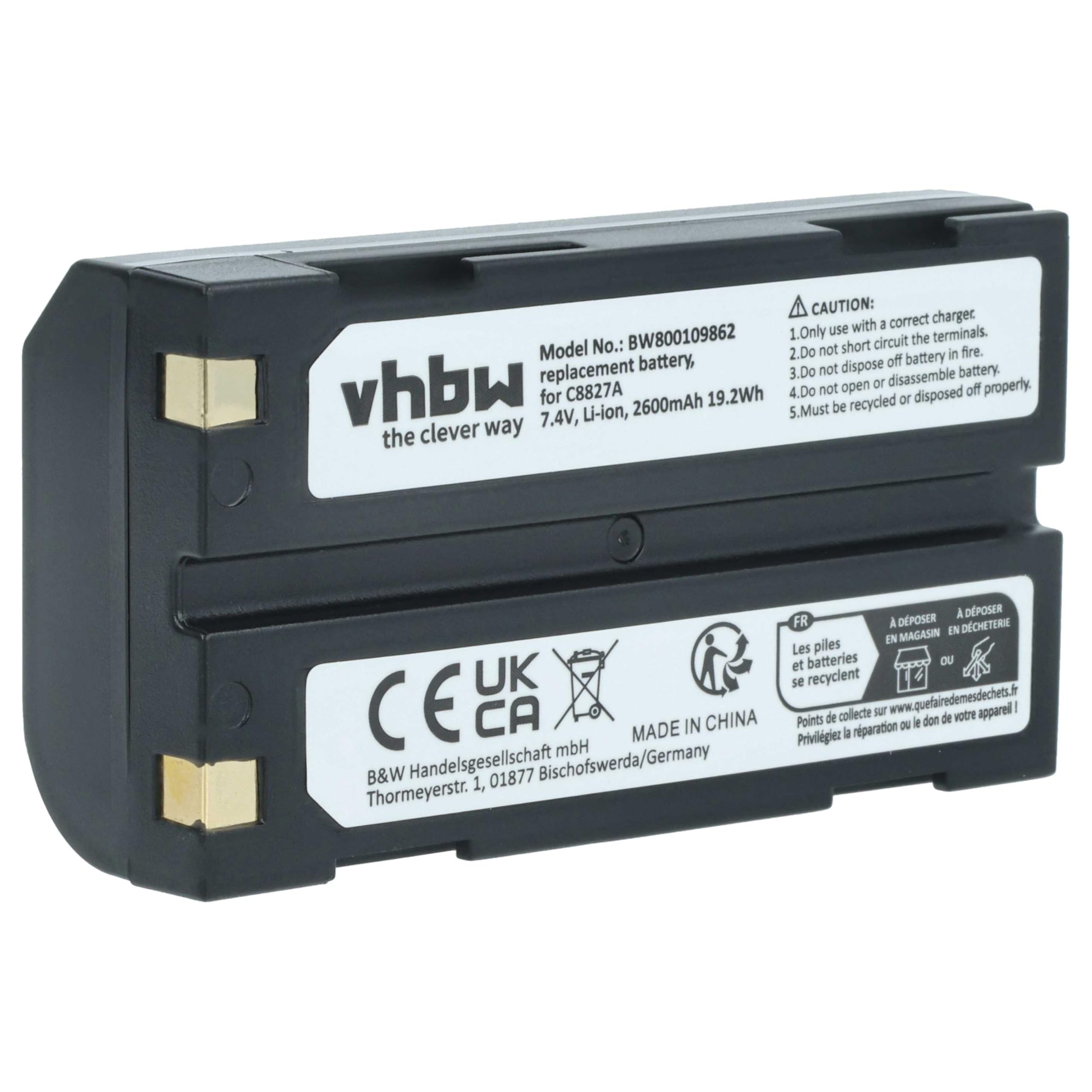 vhbw Batterie Compatible avec Trimble GPS Receiver R3 | R4, R5, R6 appareil photo (2600mAh, 7,4V, Li-ion)