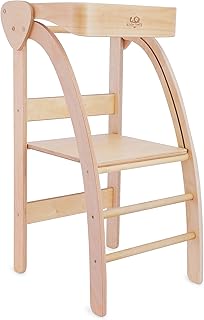 Kinderfeets Pikler Observation Tower | Kitchen Nursery Helper Stand Toddler Tower | Safety Rail in Natural Birchwood, Stro...