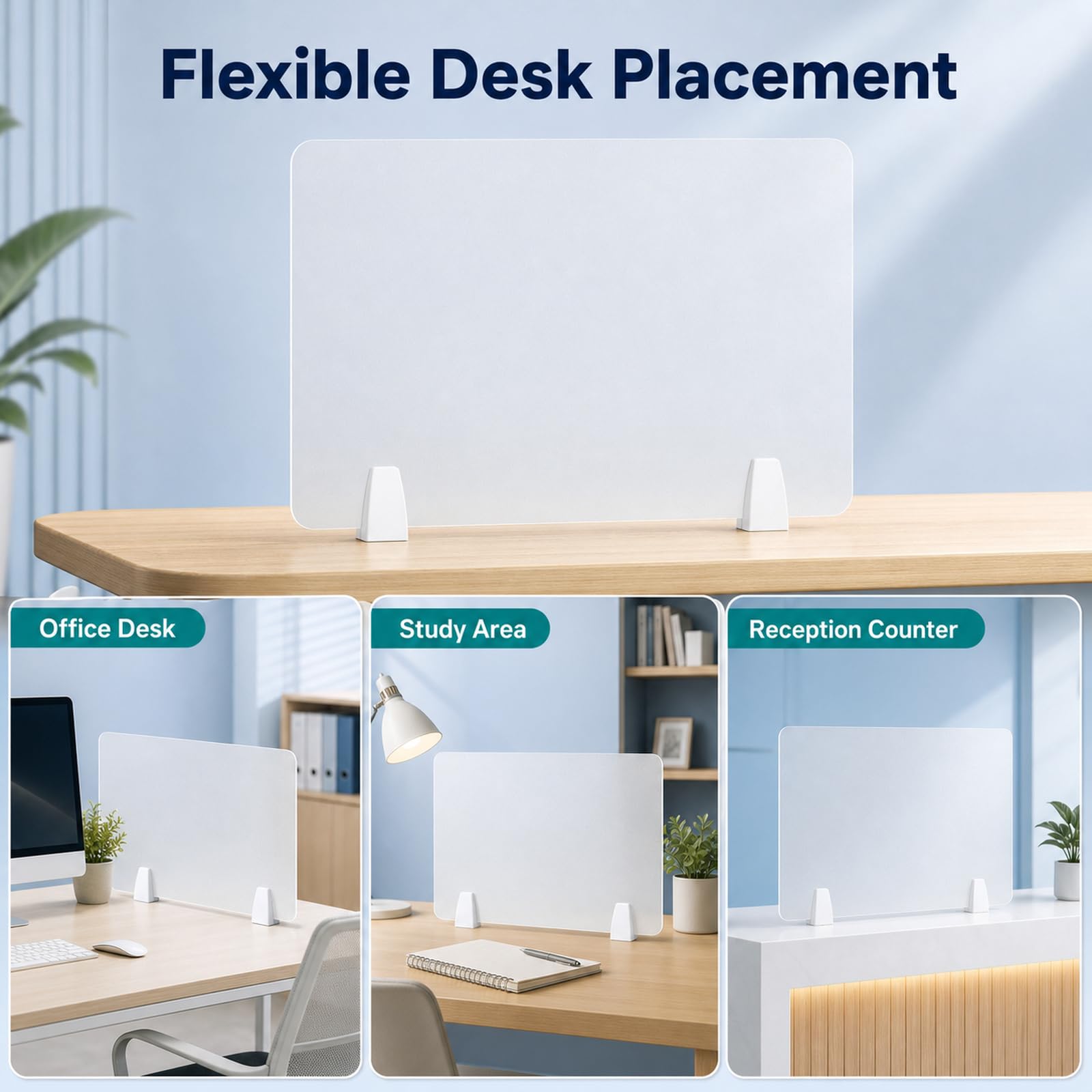 Partizione Desktop,Divisorio da Scrivania in Acrilico,Divisori Trasparenti Satinati per Scrivania,Barriera di Partizione Desktop Portatile,Portatile,per Uffici E Studenti