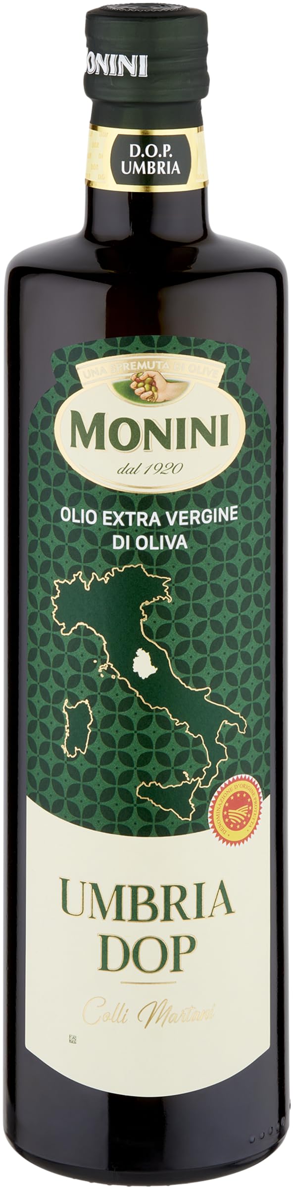 Monini Olio Extra Vergine di Oliva D.O.P. Umbria, Gusto Deciso e Retrogusto Legnoso, Pacco Da 6 X 750 Ml