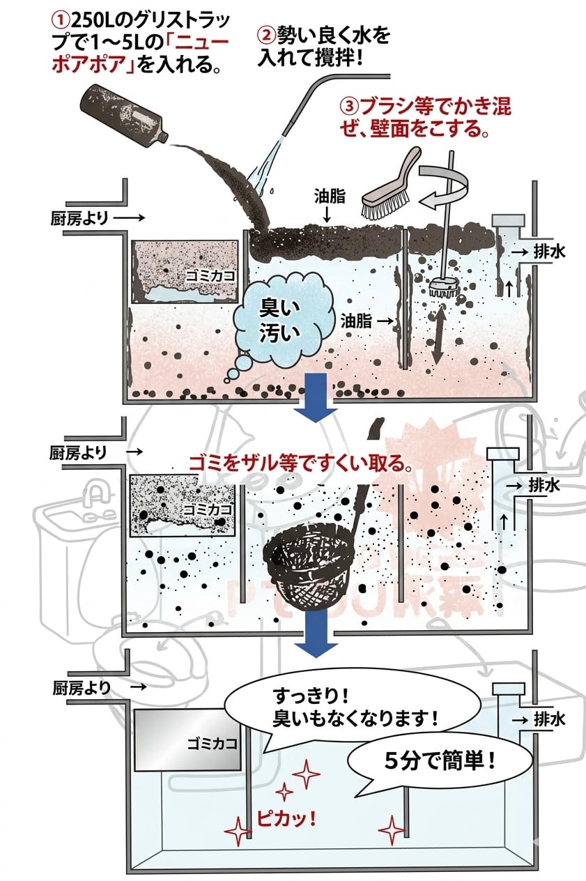 中性洗剤 ニューポアポア [1L] 業務用 油落＆油処理剤[無リン]