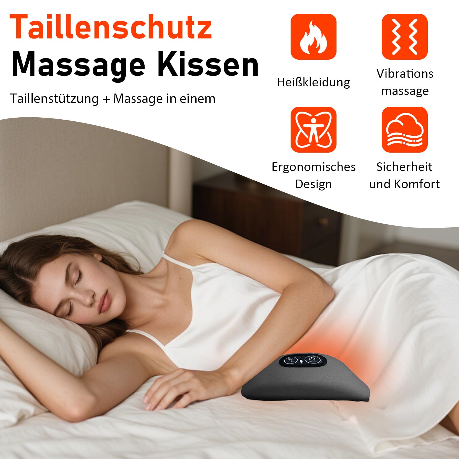 Masseur de dos 3 en 1, courbure dorée à 135°, traction vertébrale, chaleur thérapeutique et massage par vibration, vibration thérapeutique de la chaleur, soulage la sciatique, les douleurs dorsales
