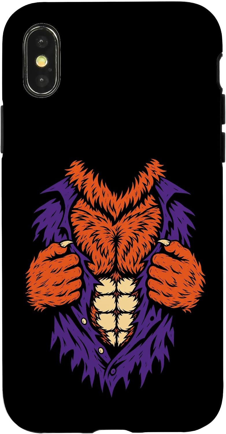 Halloween Werewolf Lion Mane Costume Funny Muscle Chest Case for iPhone 16 Plus image 5