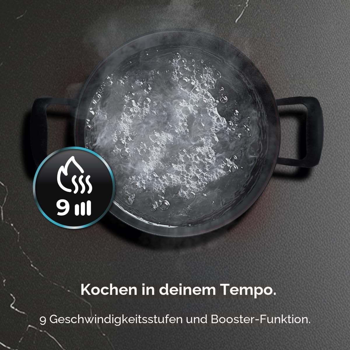 Cecotec Unsichtbares Induktionskochfeld Bolero Squad I 4300 Invisible FullFlex, 7200 W, FullFlex-Zonen kombinierbar, Slider-Control, 9 Stufen + Booster, Timer je Zone, Kindersicherung