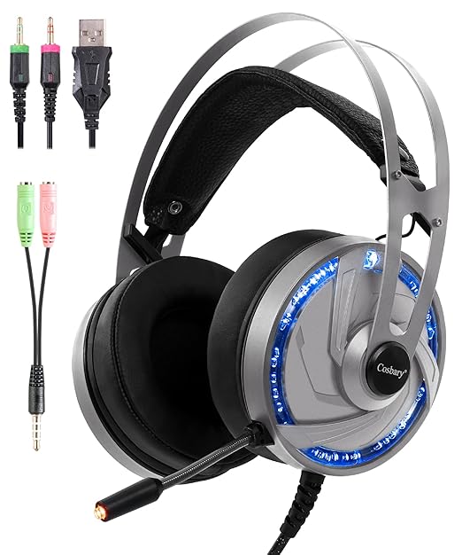 Cosbary 7.1 Wired Over Ear USB Gaming Headset with Mic, RGB, Noise Cancelling, Adjustable Padded Headband and Ear Cushions, 50mm Drivers, widely Compatible for Long time Gaming (Black) (HK101) at Rs. 1278
