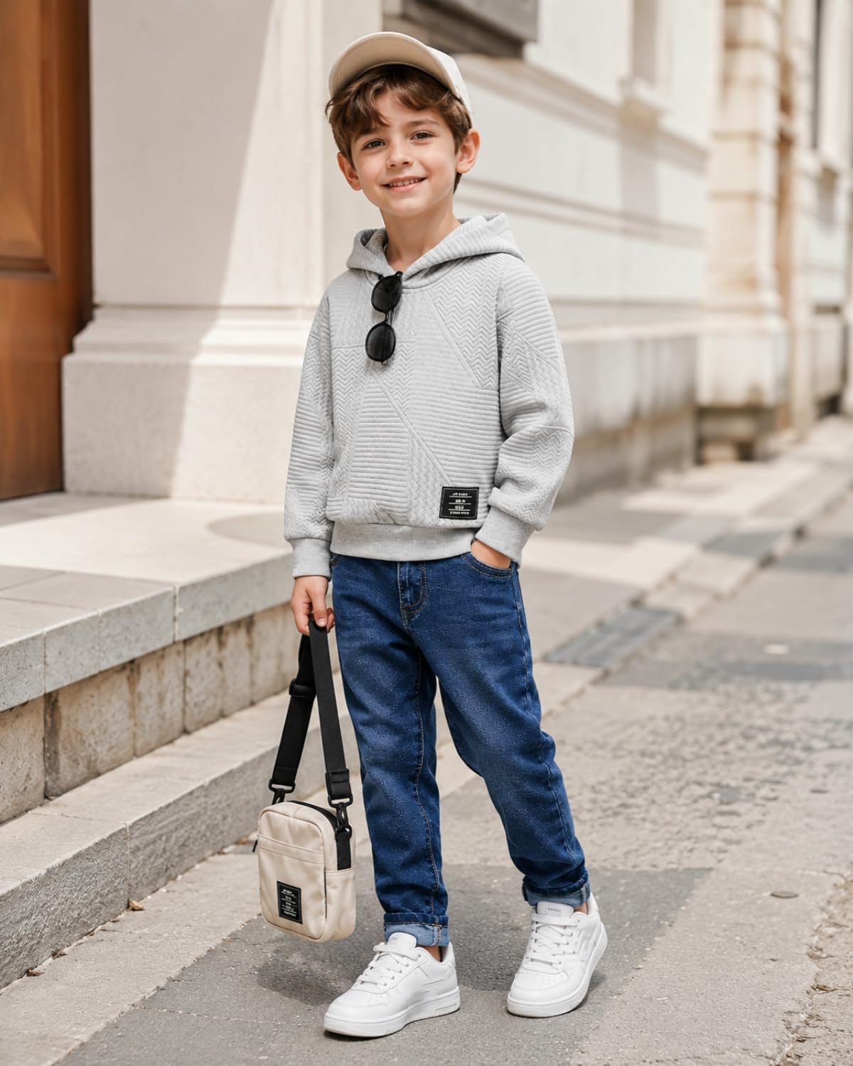 Boy Outfits Long Sleeve Hoodie and Jean Pants Sets Fall Winter Clothing Set Sizes 5-12 Years