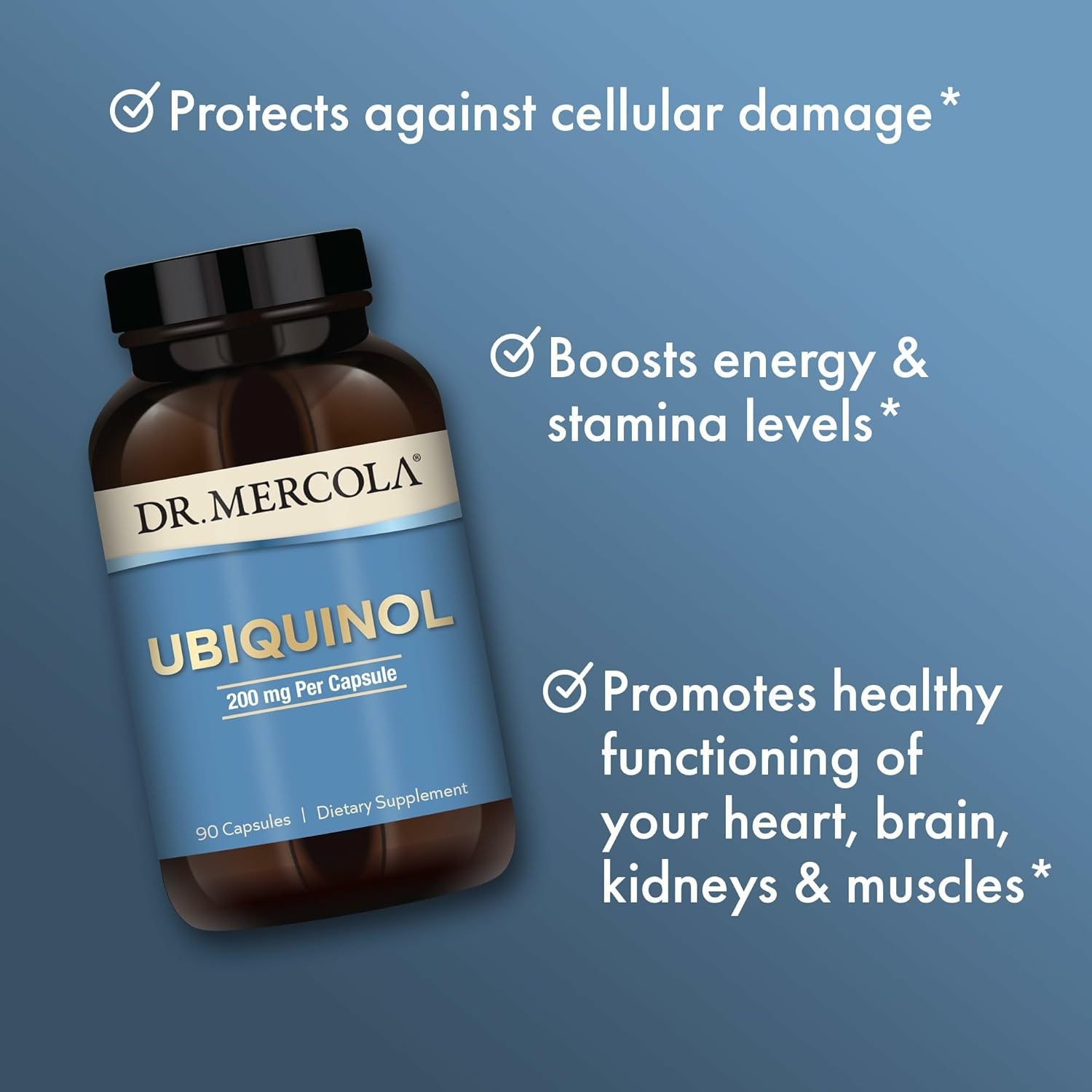 Dr. Mercola Ubiquinol - Supports Energy Production - Antioxidant Supplement - Non-GMO, Gluten-Free & Soy-Free - 90 Capsules (90 Servings) - 200 mg