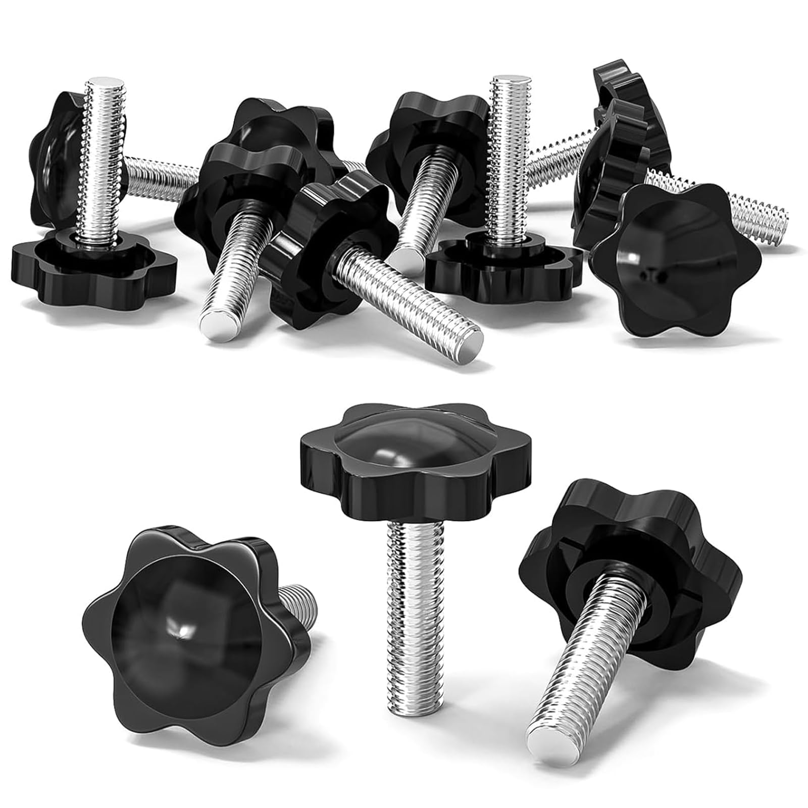 10Pcs Ｍ8 Screws, Thumb Screws M8x20mm Star Knobs Clamping Screw Knob Threaded Knurled Thumbscrew Hand Tightening for Replacement Monitor Lawn Mower Umbrella Base Clamps Woodworking Tools & Jigs, Torx