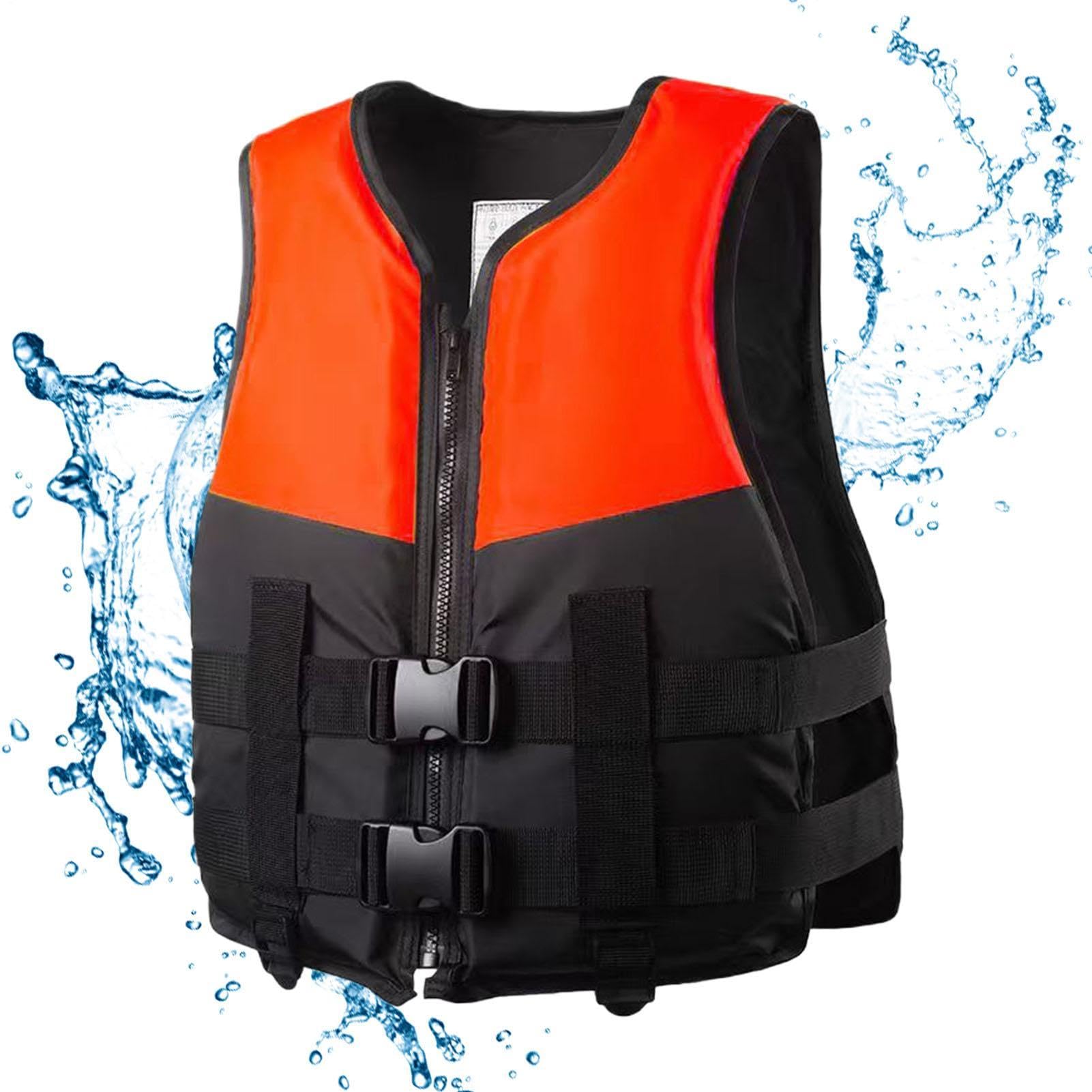 Giacca da Nuoto Galleggiante Alta Galleggiabilità Tessuto Oxford Gilet Salvagente Regolabile Sicurezza Giubbotto Snorkeling Mare per Uomo Donna