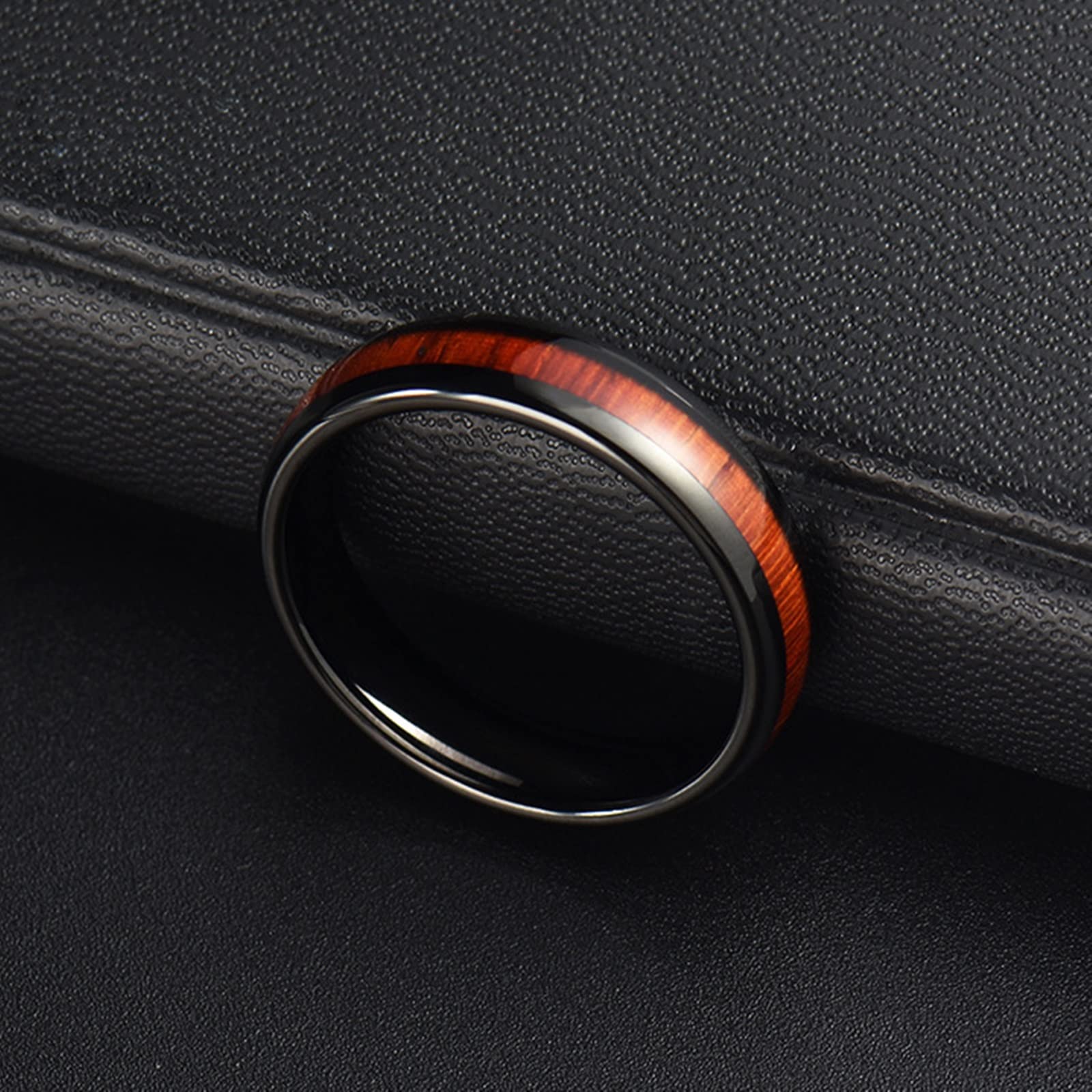 Anelli Uomo Tungsten Anelli Intarsiato con Venatura del Legno FEDI Nuziali Comfort Fit Anello Uomo Fedina Personalizzabile 8MM Anello Fidanzamento Nero Marrone Misura 12-31