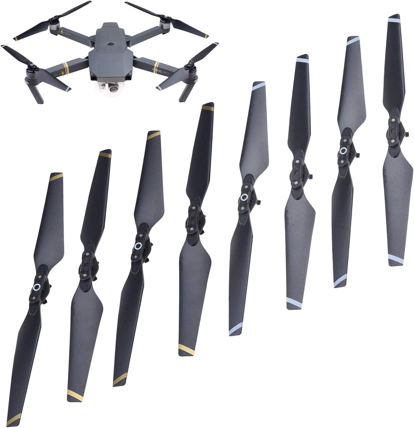 Propellers replacement for DJI Mavic Pro/Platinum - 2 Sets (8 Blades) - Black - Quick Release Foldable Wings - Flight Tested - Essential DJI Mavic Pro Accessory