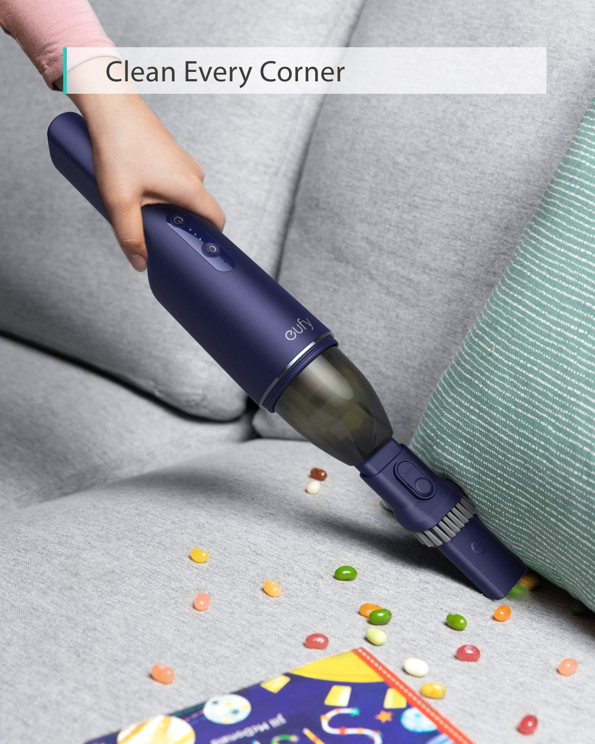 eufy by Anker, HomeVac H11 Pure, kabelloser Stabstaubsauger, federleichtes Design ca. 500g, 5500Pa Saugkraft, integrierter Luftreiniger, USB-Ladeport, ideal für Zuhause (Generalüberholt)