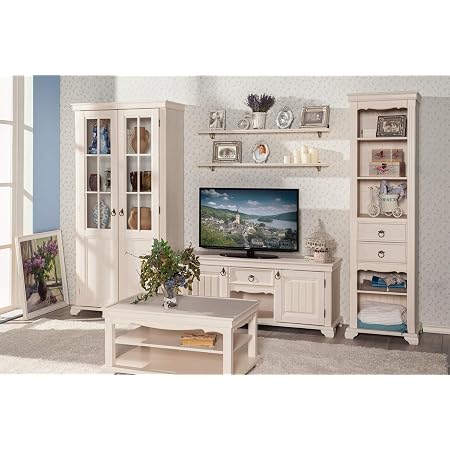 Amazon De Interdesign24 Amelie Wohnwand Set Landhausstil In Creme Weiss 6 Teilig 