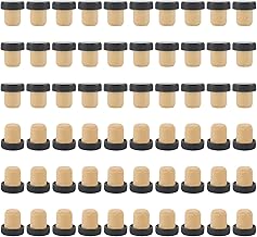 LEXININ 50 Pieces T-Shape Cork Stoppers, Wine Tasting Cork with Black Plastic Top, Soft Wood Wine Bottle Corks Plugs for Wine Beer Bottle