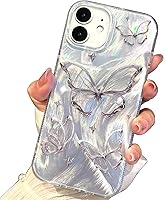Vista 116 de I-MGAE-IN-AR - Funda compacta para iPhone 16 Pro Max con diseño de mariposa plateada brillante, a la moda, suave, delgada, de poliuretano
