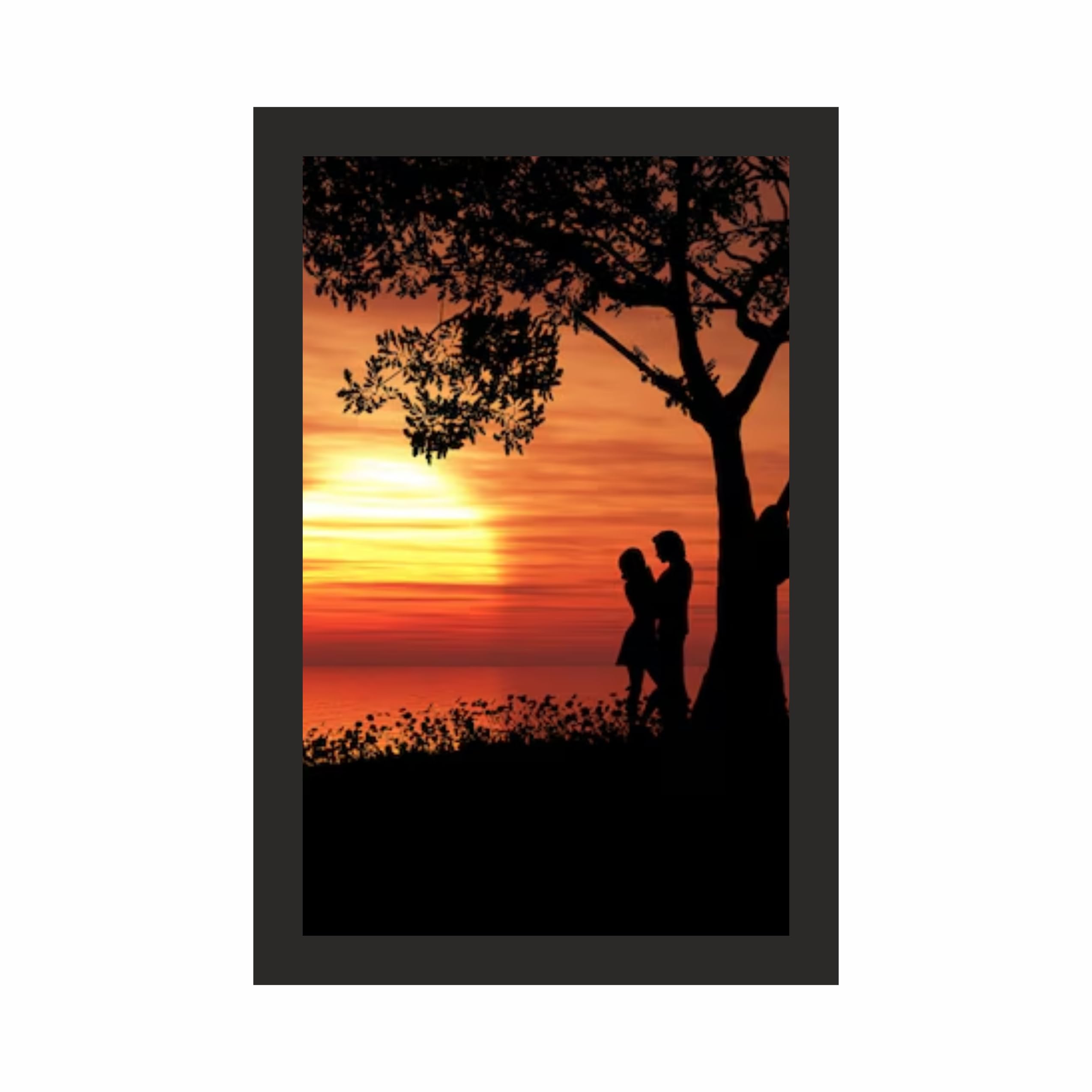 Romantic Sunset Couple Wall Art Frame 12x18 Inch