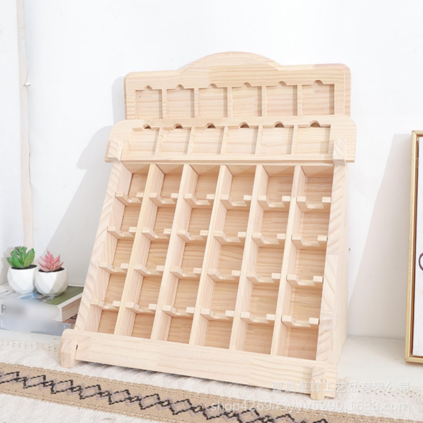 Estante Organizador de Madera Maciza Expositor Soporte Clasificador con Compartimentos Inclinados y Marco Estable Adecuado para Escritorio Estantería Mostrador Hogar Oficina Estudio