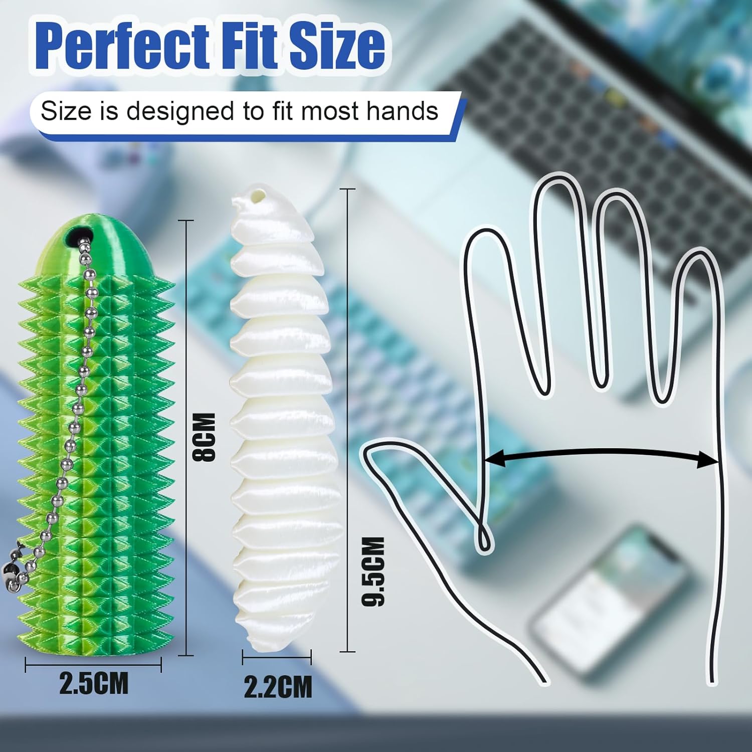 Little Ouchies Pain Fidget - Portable Stim Tool, Fidget Toy for Adults, Pain Stim Fidget, 3D Printed Spiky Grippie Stim Keychain for Anxiety Relief, Novelty Gifts (Two-Sided Color-4pcs)