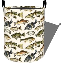Colorful Fish Laundry Basket, Dorm Nursery Foldable Laundry Hamper Organizer for Bathroom Decor, Toy Clothes Storage Box for Bedroom 19.7x15.7 Inch