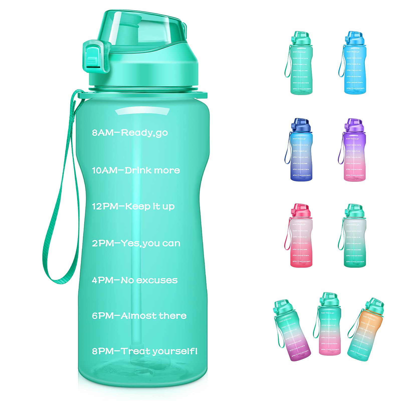 Motivational Water Bottle 64/100oz Half Gallon Jug with Straw and Time Marker Large Capacity Leakproof BPA Free Fitness Sports Water Bottle