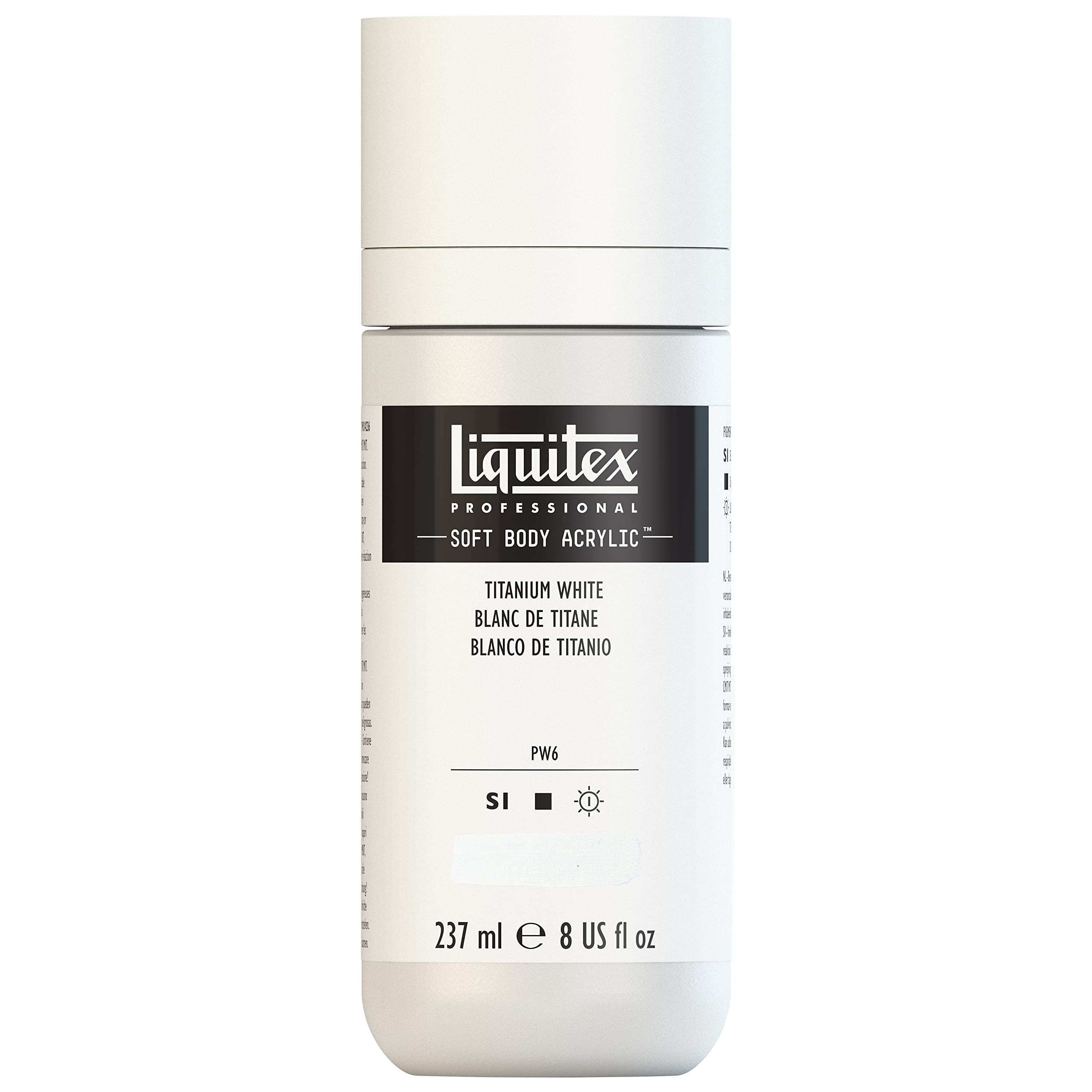 Liquitex 1923432 Professional Acrylic Paint Soft Body - Artist Paint in Creamy Opaque Consistency, High Pigmentation, Lightfast and Ageing Resistant, 237 ml Bottle - Titanium White