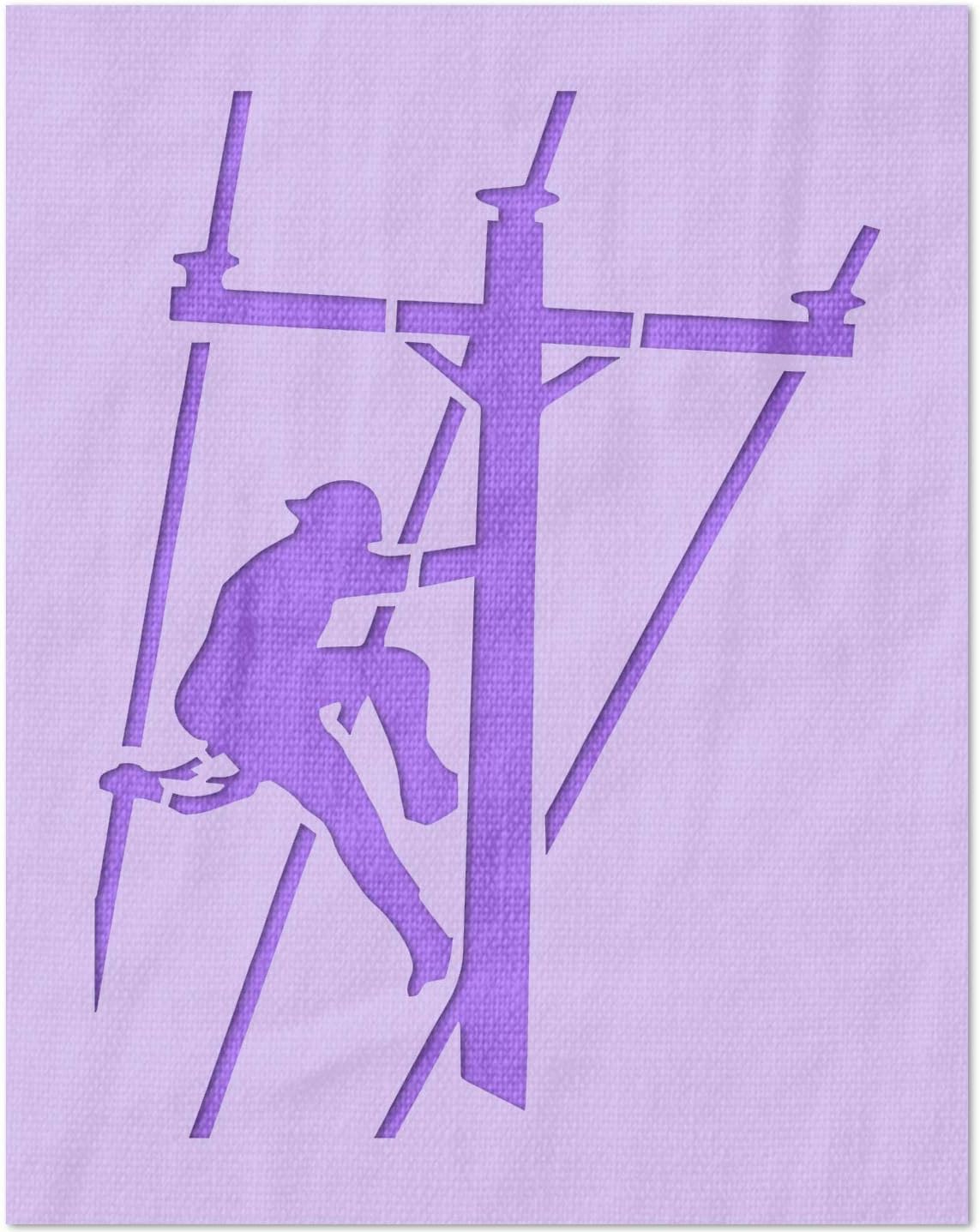 Stencil Stop Lineman Stencil - Reusable for DIY Projects, Painting, Drawing, Crafts - 14 Mil Mylar Plastic (13.5 x 18 inches)