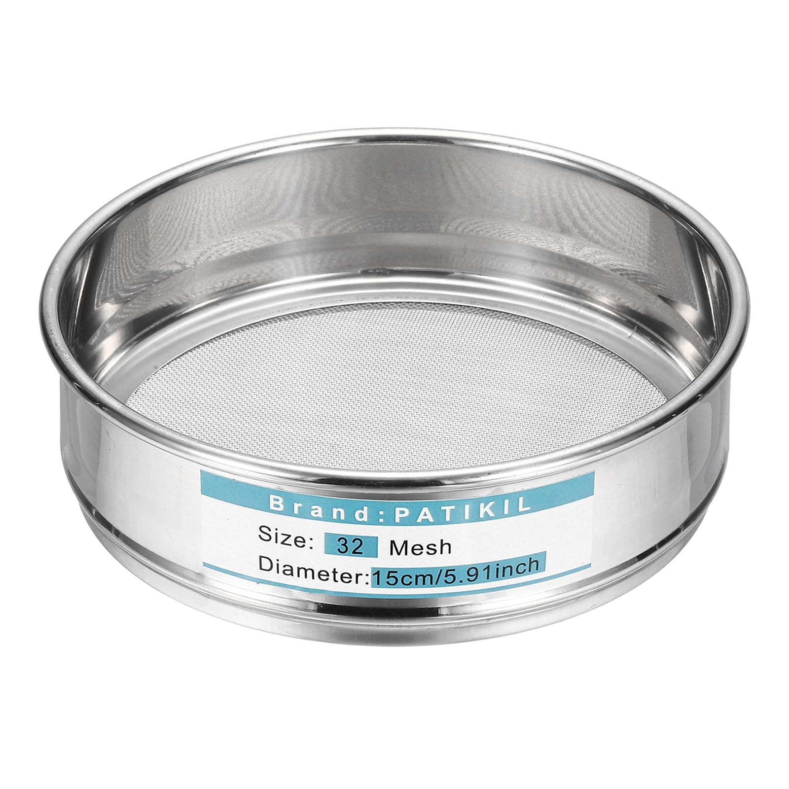 PATIKIL Tamis De Laboratoire 32 Mailles (0.55mm), Écran De Tamisage Diamètre 5.9"(15cm) Toile Métallique 304 Acier Inoxydable Maille Fine Tamis