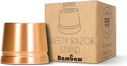 Bambaw Support Rasoir Or Rose, Pas Compatible avec Tous les Rasoirs de Sécurité, Uniquement Ceux de la Marque, Socle pour Rasoir en Métal, Porte Rasoir de Sureté, Porte Rasoir Homme et Femme