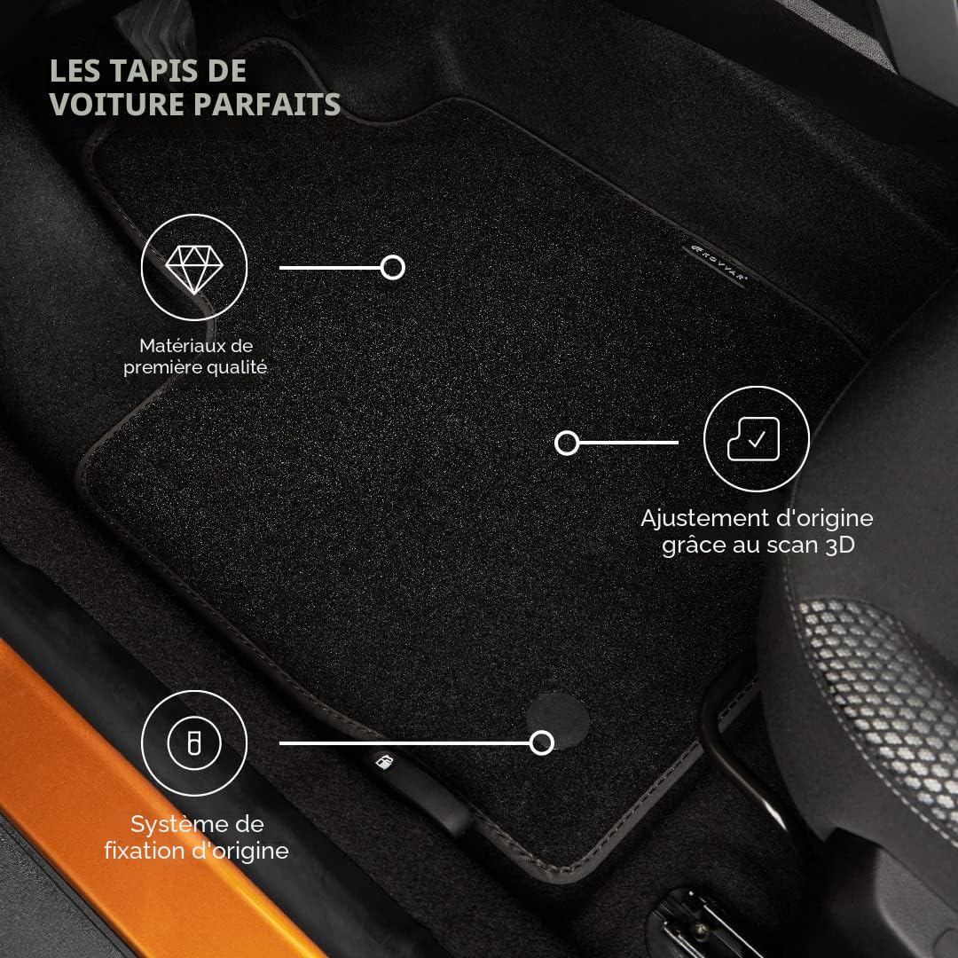 Tapis de Sol Compatible avec Peugeot Rifter 2018-2026 Correspondant à la Version: L1/L2 | 7 sièges | Système de Fixation: Clips | Qualité: Basic