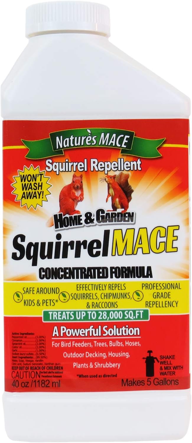 Nature’s MACE 40oz Concentrate Squirrel Repellent,Covers 28,000 Sq Ft, Squirrel
