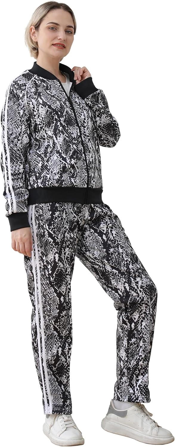 Women's Tracksuit 2 Piece Outfits Zip Striped Sportswear Long Sleeve Jogger Suits for Women with Pockets - Image 2