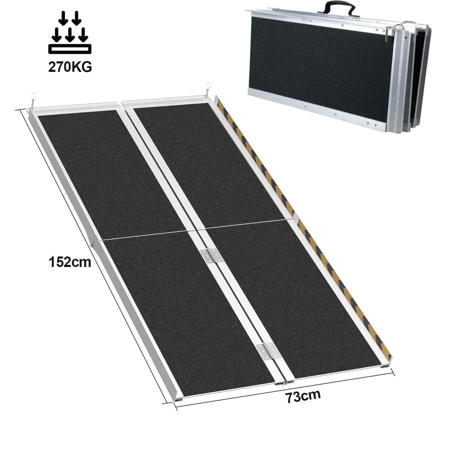 Herrselsam Rampa para silla de ruedas de 152 x 73 cm, soporta hasta 270 kg, con superficie antideslizante, portátil, para silla de ruedas, para casa, escalones, escaleras, apertura de puerta