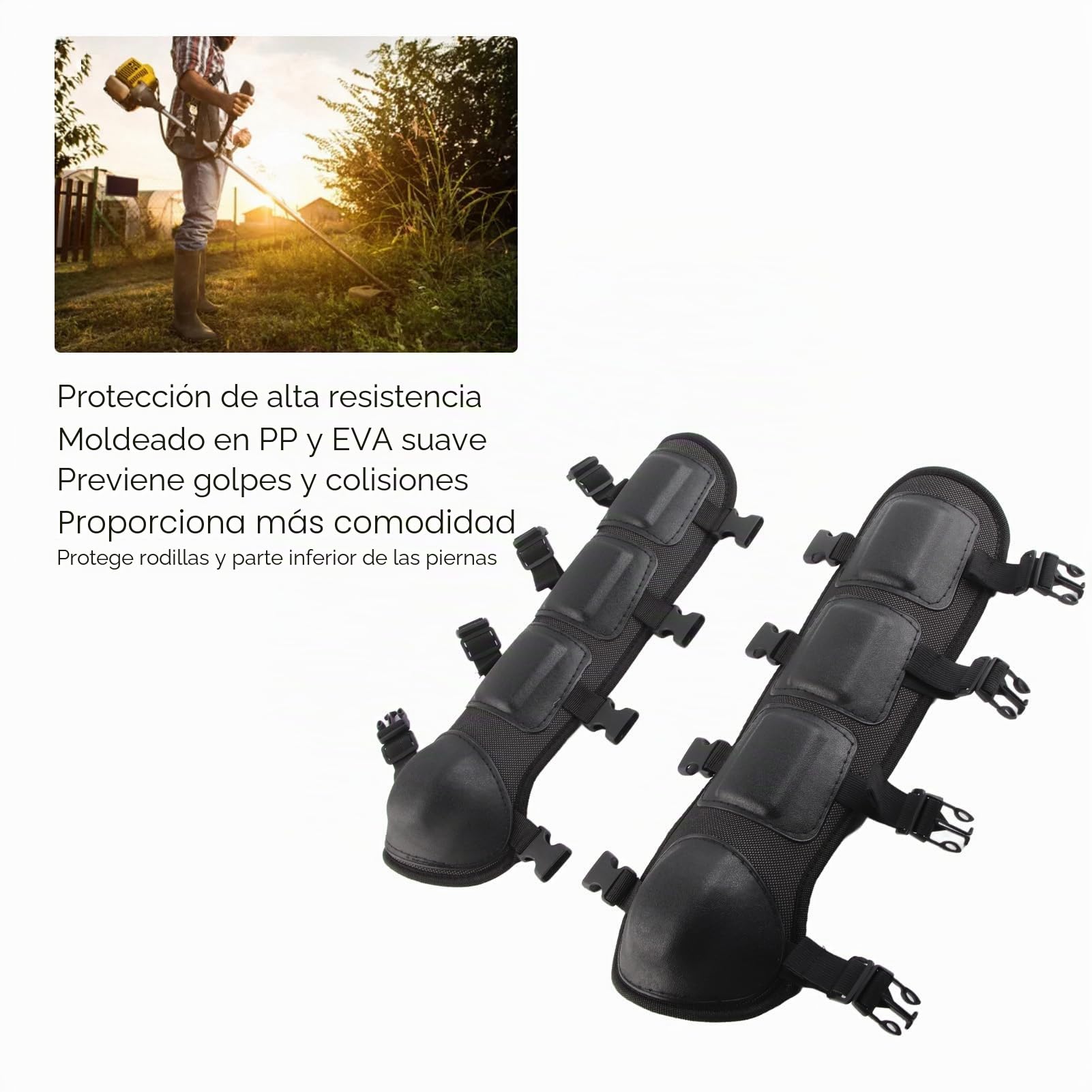 Espinilleras para Motosierra, Elimina el Calor, Anticolisiones, Rodilleras de Jardín, Ventilación para Bicicleta y Motocicleta