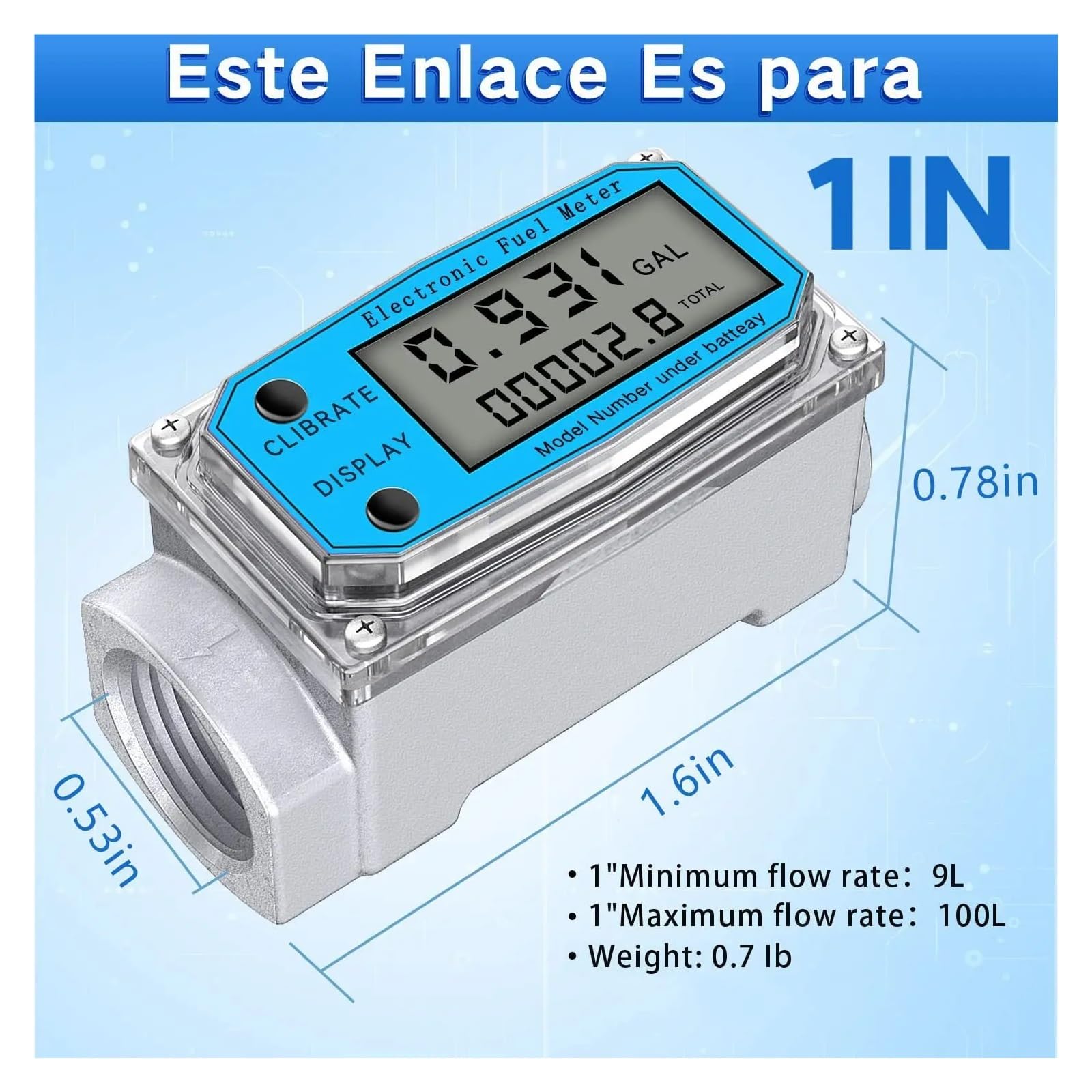 Medidor de Flujo de Agua Contador de Agua Digital, Medidor De Flujo Digital Medidor De Flujo 2,3-3,3 V Indicador Electrónico PCB Gasolina Queroseno Metanol Sensor De Agua Uso Interior y Exterior