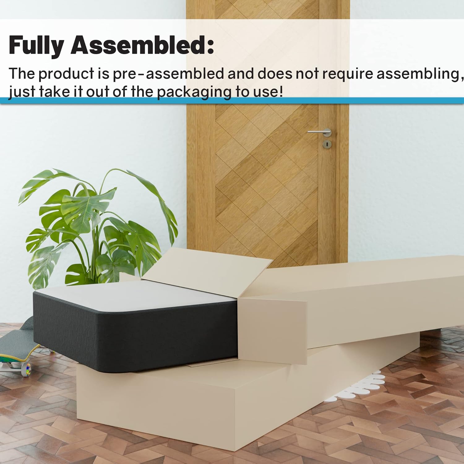 Greaton, 8-Inch Sturdy Box Spring for Mattress Support-Durable and Fully Assembled, Natural Wood Foundation for California King, Black : Everything Else
