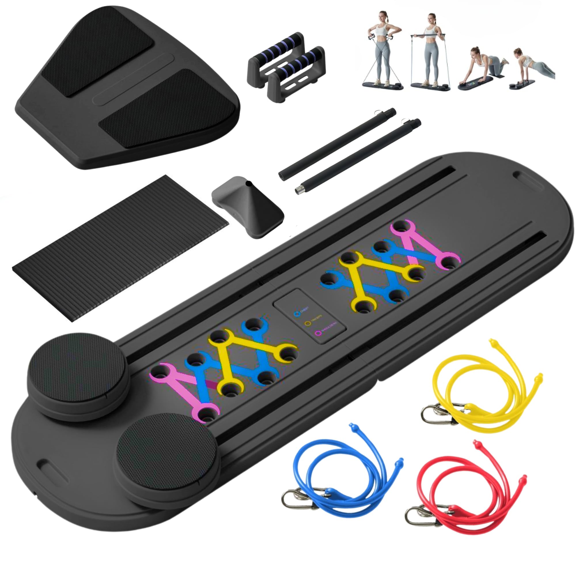 Pilates Reformer Board - Home Gym Workout Set for Core & Full Body Training, Pilates Exercise Equipment, Ab Machone, Compact Fitness Gear for Strength, Toning & Weight Loss