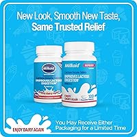 Vista 2 de Milkaid Comprimidos masticables de enzima lactasa para aliviar la intolerancia a la lactosa Previene gases, hinchazón y diarrea Suplemento