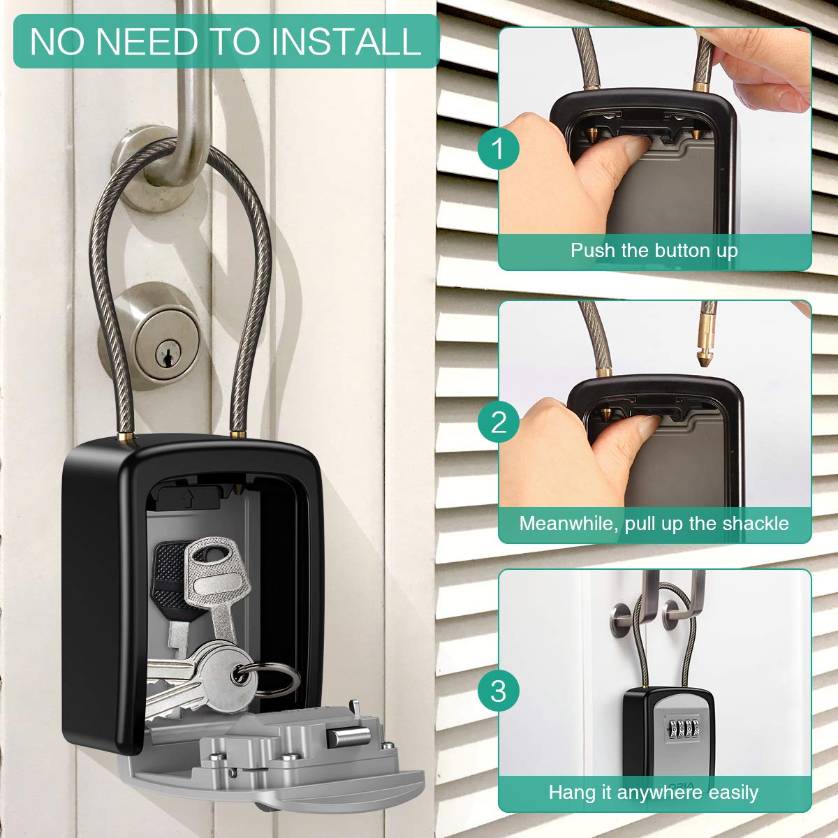 2022 Upgraded Key Lock Box, Safe Lock Box for Keys with Removable